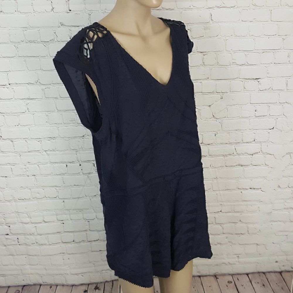 IRO Austin Romper Navy Blue embroidered 40 8 NEW - Picture 6 of 10